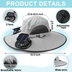 Glitopper 2-pack wide brim solar fan hats - back view