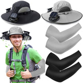 Glitopper 2-set wide brim solar fan hats in black and gray - front view