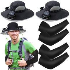 Glitopper 2Set Wide Brim Solar Fan Hats in action provide wide sun protection for outdoor activities.