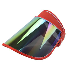 GLJ Trading sun visor UV hat red front view; shade for outdoor activities like hiking.