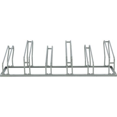 Global Industrial low-profile bike rack side view illustrating compact footprint for tight spaces
