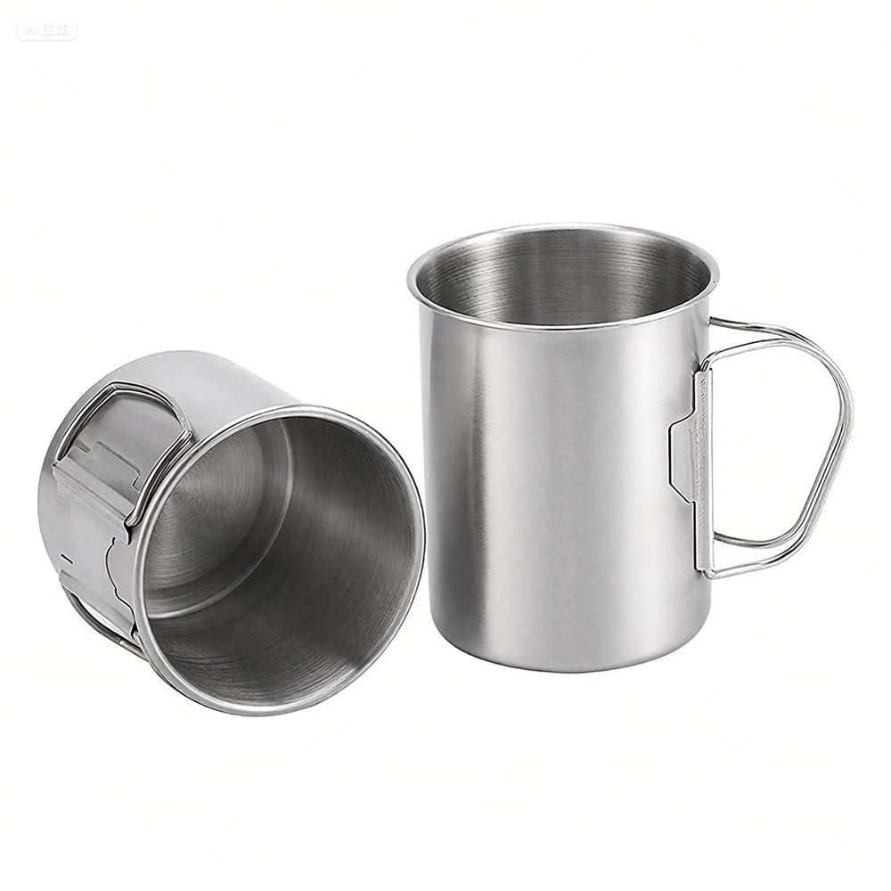 Glomora 350ml stainless camping cup with lid ready for hot trail beverages.