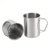 Glomora 350ml stainless camping cup with lid ready for hot trail beverages.