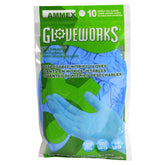 Gloveworks blue nitrile gloves with textured grip for precise handling.