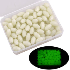 Green glow oval fishing bead 10mm x 18mm