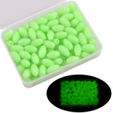 Glow oval hard luminous fishing beads in green, 10mm x 18mm, 100pcs