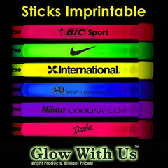 Glow With Us 6-inch green glow sticks glow brightly for nighttime activities.