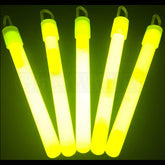 Glow With Us yellow glow sticks in foil bag ready for long-lasting brightness.