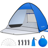 Glymnis Pop Up Beach Tent folded for compact, portable storage.