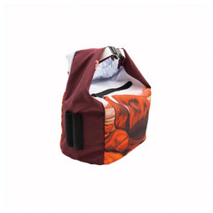 Gnarly Dood Red Rocks chalk bucket with secure hook-and-loop closure to contain chalk.
