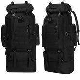 Goaste 100L backpack front view shows large capacity for bulky gear.