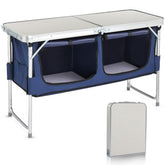 GODECOR folding camping table with storage bags keeps food organized outdoors