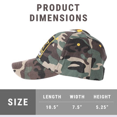 Side view showing adjustable Velcro strap on camouflage Christian cap