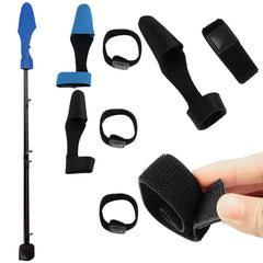 Gofidin 2 Sets Fishing Rod Tip Cover and Rod Tie Truss Cane Sleeves - blue and black front view