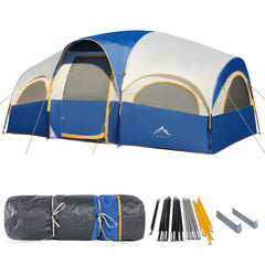 GoHimal 8-person tent exterior at campsite, showcasing size and rain protection.