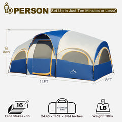 GoHimal 8-person tent interior with roomy sleeping space and flexible layout.