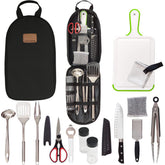 Gold Armour camp kitchen organizer with full travel set for tidy storage