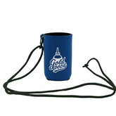 Gold Koozie neoprene snuffer bottle holder with clip on a pack.