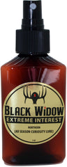 Gold Tip Black Widow Extreme Interest Deer Lure spray bottle entices whitetails with scent cues.