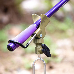 Close-up of stainless steel rod holder with rubber gasket