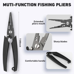 Multi-function hook remover and split ring pliers close-up