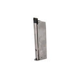 GoldenBall WE-Tech M1911 mag in silver, front view, durable feeding for gas blowback pistols.