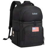 Goloni insulated cooler backpack showing ice retention for 12 hours, ideal for camping.