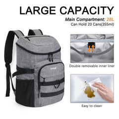 Goloni Upgraded Cooler Backpack 24 Cans side pocket-straps for towel or jacket attachment