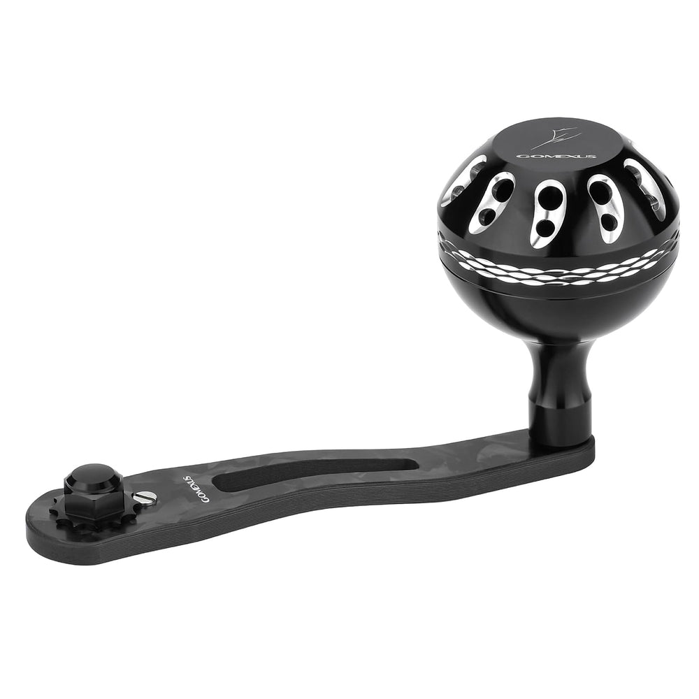 GOMEXUS 85mm carbon fiber power handle for Okuma cold water linecounter reel - top view