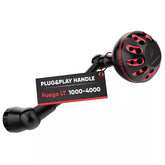 GOMEXUS power handle black side view shows ergonomic grip for steady casting.