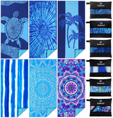 Gomust 6-pack beach towels offer oversized coverage for sunbathing and relaxation.
