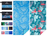 Gomust blue shell flamingo towel—large 71x32 inches for full-body drying at the beach.