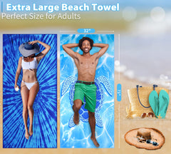 Gomust quick-dry microfiber towel shown drying after a swim.