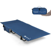 Gonex cot blue side view, showcasing sturdy stability for outdoor sleeping