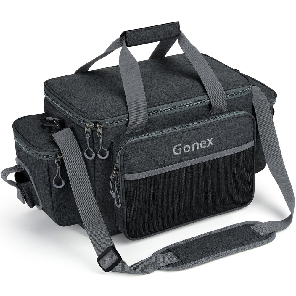 Gonex black fishing tackle bag compatible with 3600/3700 tackle boxes