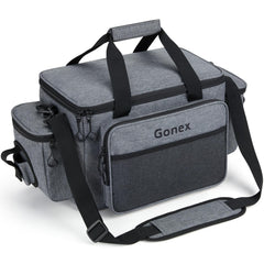 Gonex grey fishing tackle bag exterior front view