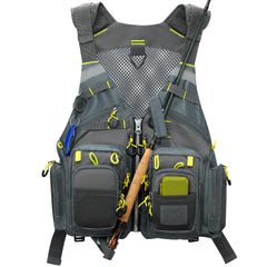Gonex fly fishing vest worn by a man showing multi-pocket design