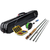 Gonex fly rod and reel 9ft 4-piece assembled for trout streams.