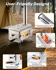 Gonex hot tent stove ash drawer open aids easy maintenance.