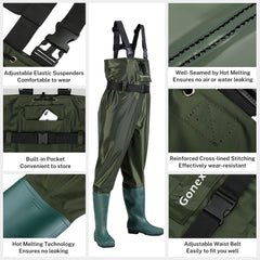 Gonex waterproof chest waders with welded seams for dry, warm days on the water.