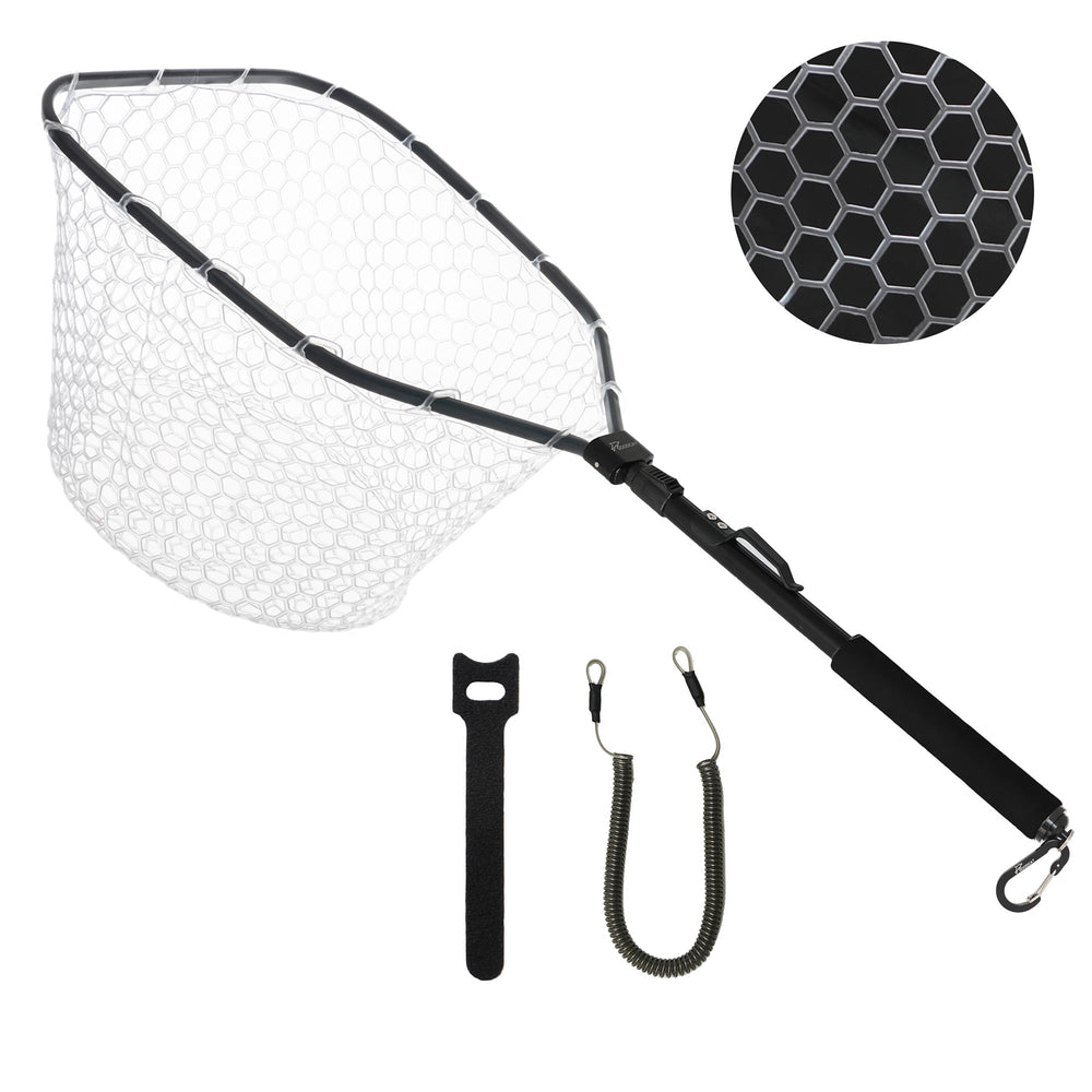 GOODCAT fly fishing net with rubber mesh and 17x11.5 inch hoop