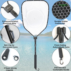 Auto-lock folding mechanism on GOODCAT fishing net