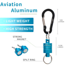 Carabiner clip and magnetic net release assembled