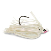 Googan Baits Grass Hero Swim Jig white front view highlights slender head for grass cover.