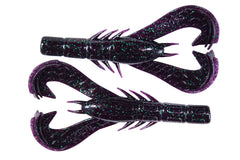 Googan Baits Krackin' Craw 3in Junebug with realistic craw body to entice bass.