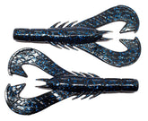 Googan Baits Krackin' Craw 4in Black Blue Flake, lifelike craw for flipping and pitching.