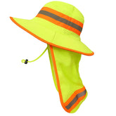 GOOHERA high-visibility sun hat neon lime, front view, enhances outdoor safety