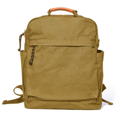 GOOTIUM canvas backpack front view shows durable khaki fabric for everyday travel