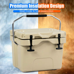 Goplus 16 Quart Cooler handle close-up highlights padded stainless steel grip for comfortable carrying