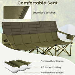 Folding portable design of Goplus 3-person chair for easy travel